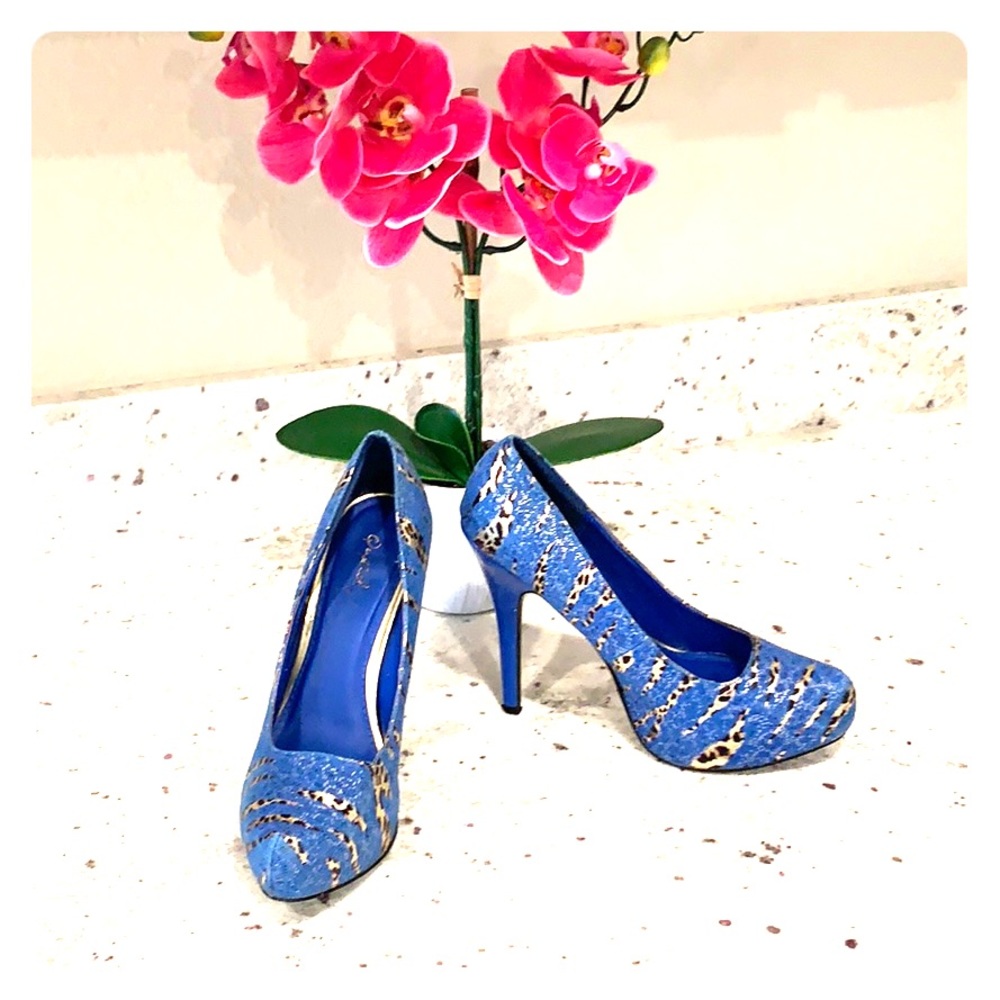 ROYAL BLUE WITH CHEETAH PRINT SLASHES THROUGHOUT✨